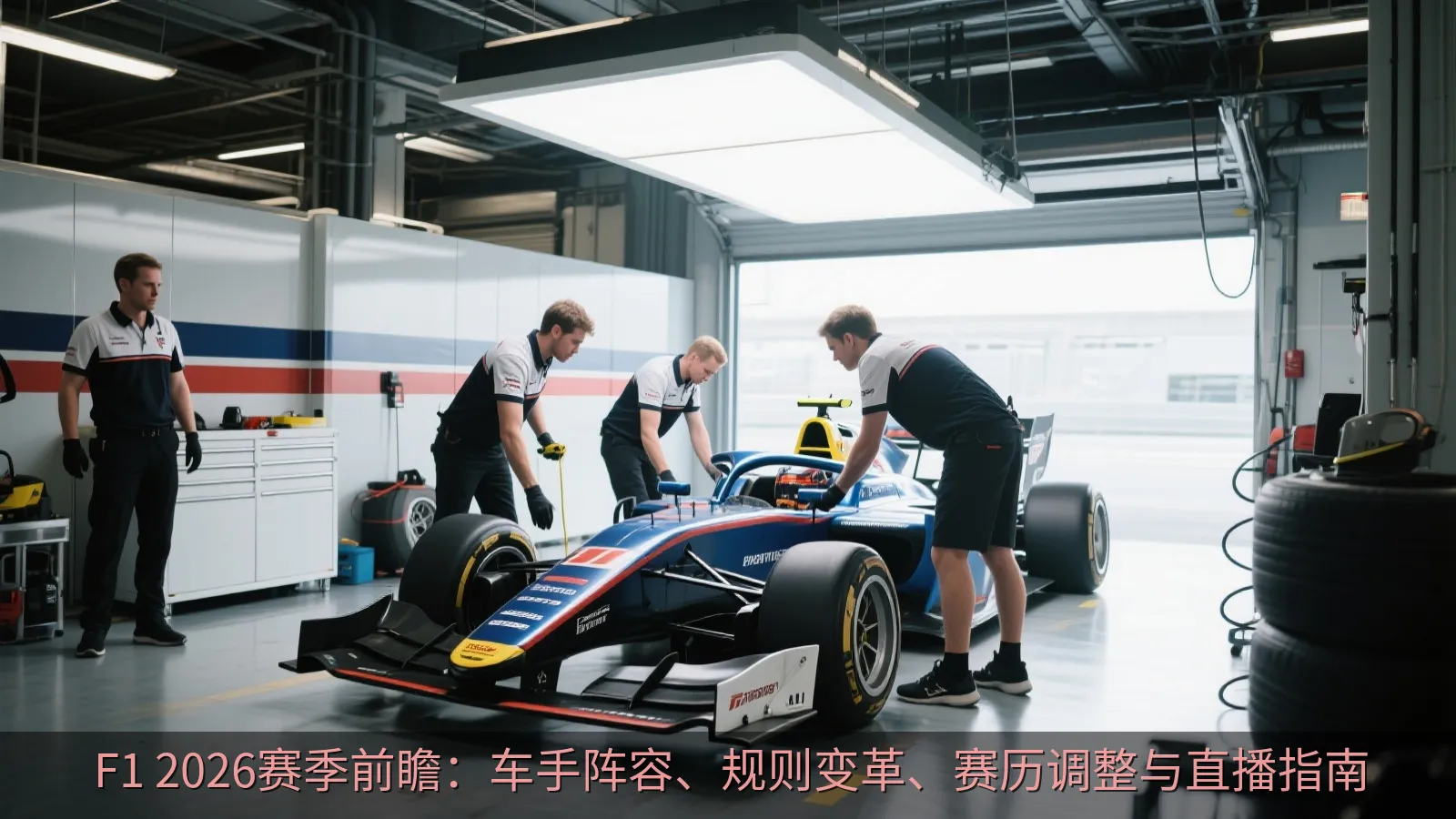 赛车工程师在维修区准备单座赛车